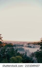 Beautiful View With Fog Between The Treetops