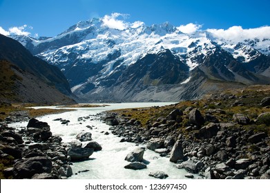 Beautiful view and glacier in Mount Cook National Park, South Island, New Zealand - Powered by Shutterstock