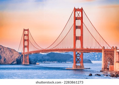 Beautiful view of the Golden Gate Bridge in San Francisco, pastel colors. Concept, travel, world attractions - Powered by Shutterstock
