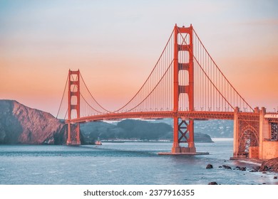 Beautiful view of the Golden Gate Bridge in San Francisco, pastel colors. Concept, travel, world attractions - Powered by Shutterstock