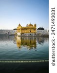 Beautiful view of Golden Temple - Harmandir Sahib in Amritsar, Punjab, India, Famous indian sikh landmark, Golden Temple, the main sanctuary of Sikhs in Amritsar, India