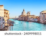 Beautiful view of Grand Canal and Basilica Santa Maria della Salute in Venice, Italy.