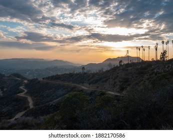 Beautiful View Of The Hills Of Hollywood In The Summer At Sunset