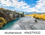 Beautiful view from the Historic Bridge over Shotover River in Arrowtown, New Zealand.