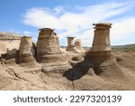 A beautiful view of The Hoodoos, also known as the Badlands, in Lethbridge, Alberta, Canada