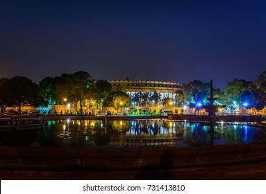 Beautiful View Of Indian Parliament House (Sansad Bhavan) At Night, New Delhi, India.