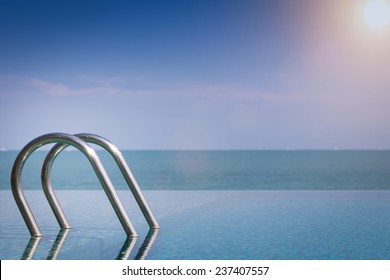 Beautiful View Of Infinity Swimming Pool With Sunlight