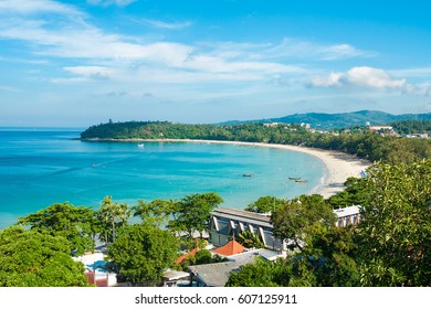 Beautiful view of Kata beach from the hill. Phuket, Thailand 