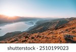 Beautiful view of Lake Manly at sunset from Dantes View in Death Valley National Park, California, USA