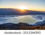 Beautiful view of Lake Manly at sunset from Dantes View in Death Valley National Park, California USA