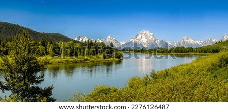 Beautiful view of lake in the mountains of the dolomites Grand Teton National Park, Wyoming
