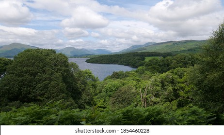 Beautiful View Of Loch Lomond National Park Over Fresh Green Landscape