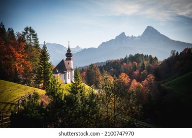 A Beautiful View Of The Maria Gern Of Roman Catholic Pilgrimage Church In Berchtesgaden, Upper Bavaria