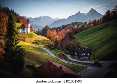 A Beautiful View Of The Maria Gern Of Roman Catholic Pilgrimage Church In Berchtesgaden, Upper Bavaria