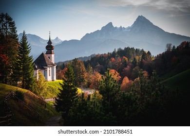 A Beautiful View Of The Maria Gern Of Roman Catholic Pilgrimage Church In Berchtesgaden, Upper Bavaria