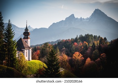 A Beautiful View Of The Maria Gern Of Roman Catholic Pilgrimage Church In Berchtesgaden, Upper Bavaria