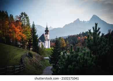 A Beautiful View Of The Maria Gern Of Roman Catholic Pilgrimage Church In Berchtesgaden, Upper Bavaria