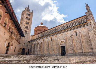 Beautiful View Of Massa Marittima City In Tuscany. Ancient Medieval City On Tuscan Hills.