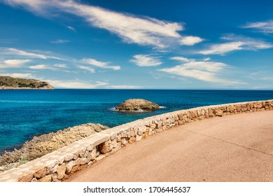 Beautiful view of the Mediterranean Sea with the rocky coast on the Spanish Balearic island Mallorca near cala ratjada