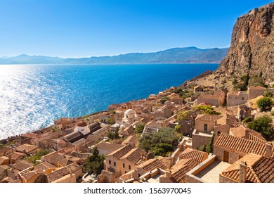 Beautiful view of Monemvasia. Old buildings still exist in this beautiful town.