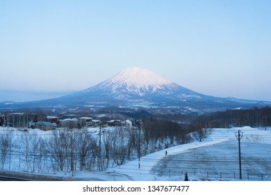 Beautiful view of Mount Yotei in winter, Hokkaido, Japan.