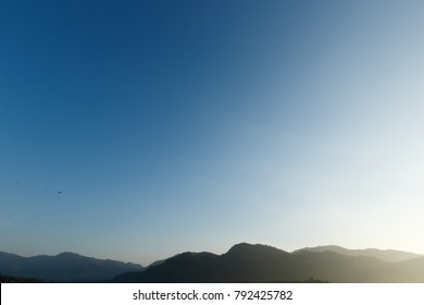 Beautiful View Of Mountain On Blue Sky Natural Background
