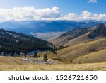 A beautiful view of mountain range from the top of the National Elk and Bison Range near St Ignatius, Montana.