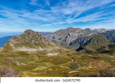 A beautiful view of the mountains under a blue sky in mercantour national park, France