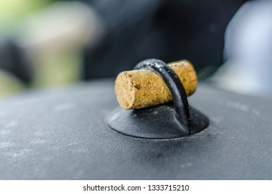 Beautiful view and objects. Beautiful view and background of the lid and handle cauldron, pans and pots.