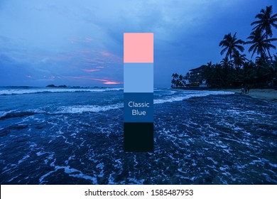 beautiful view of the ocean. dusk. color of the year 2020 classic blue pantone