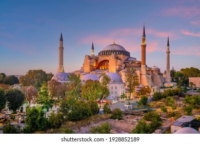 Beautiful view on Hagia Sophia in Istanbul, Turkey from top view at sunset - Shutterstock ID 1928852189