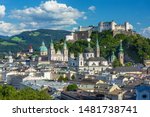 Beautiful view on Salzburg skyline with Festung Hohensalzburg old town in the summer, Salzburg, Austria