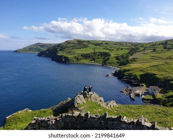 A Beautiful View Over The Green Northern Ireland Landscape From The Top Of Torr Head