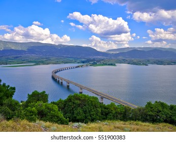 Beautiful View Over Water Reservoir Lake In Kozani, Greece.