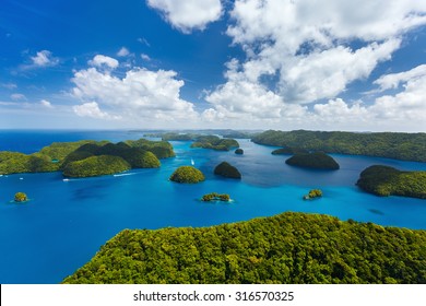 Beautiful View Of Palau Tropical Islands And Pacific Ocean From Above