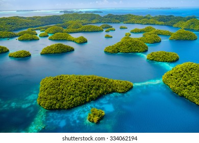 Beautiful View Of Palau Tropical Islands And Pacific Ocean From Above