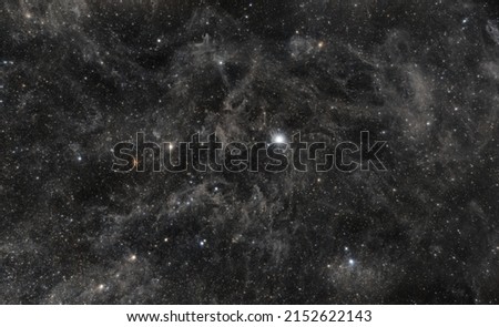 A beautiful view of Polaris star with surrounding dust clouds