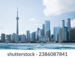 Beautiful view of Rogers Centre and CN Tower in Toronto, Canada