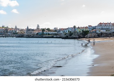 A beautiful view of sea coast of Estoril at sunset, Cascais, Portugal