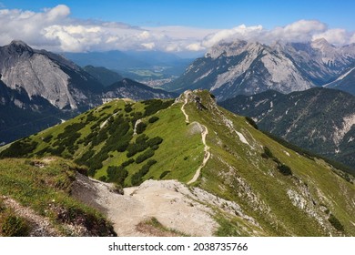 Beautiful View from Seefelder Spitze of Austrian Alps during Summer. Landscape, Karwendel, Tyrol, Austria, Nature, Hike, Adventure.