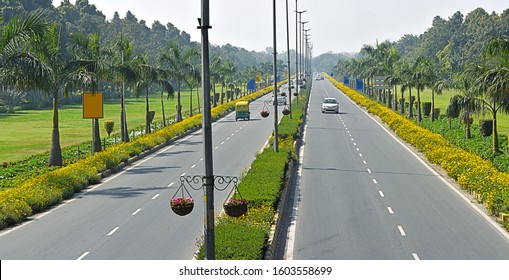 Beautiful View Of Shanti Path, Chanakya Puri, New Delhi, India.