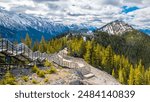 Beautiful view of snow capped mountains, banff gondola in Banff National Park, Alberta, Canada