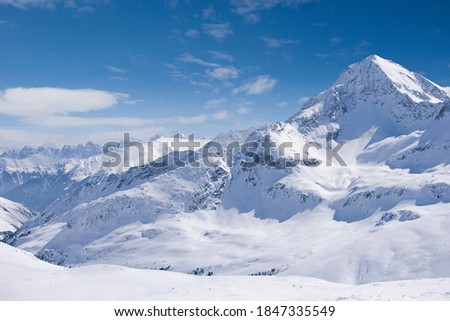 Similar – Image, Stock Photo Winter snowy panorama with Alps mountains and snow