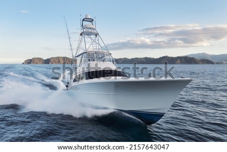 A beautiful view of a sport fishing boat on the Costa Rican waterside