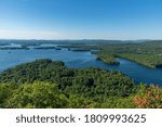 Beautiful view of Squam lake from Rattlesnake mountain New Hampshire