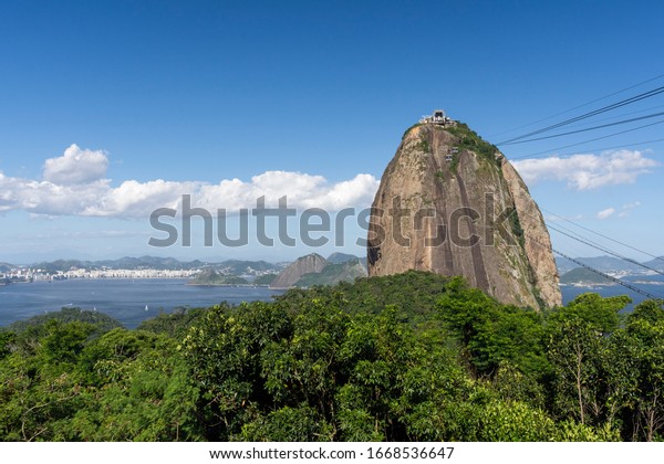 Beautiful view from Sugar Loaf Mountain cable car\
in Rio de Janeiro,\
Brazil