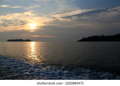 Beautiful View At Sunset On The Boat Ride Across The Island