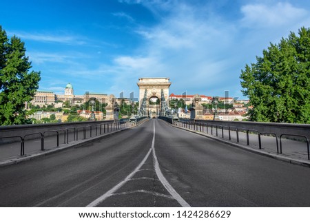 Similar – Image, Stock Photo View of Szechenyi Bridge and St. Stephen Cathedral in Budapest