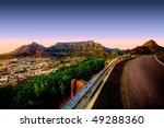 Beautiful view of Table Mountain in Cape Town from Signal Hill.