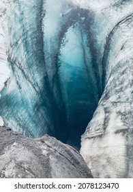 Beautiful view to the top of a glacier cave near Jukularson Lagoon, Iceland